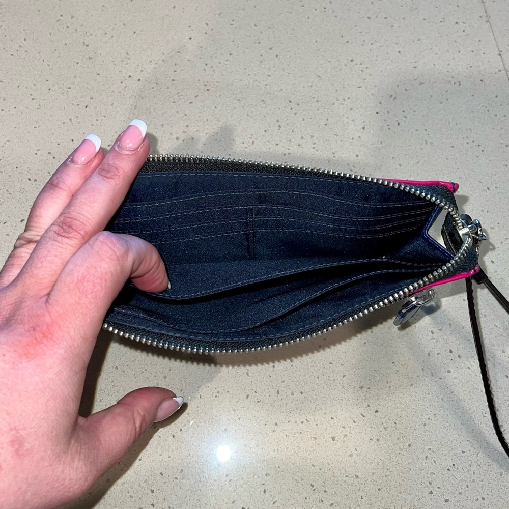 Coach Fuchsia and Navy Zip Pouch - Picture 6 of 11